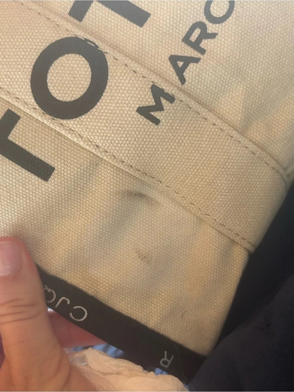 Marc Jacobs Beige Canvas Tote Bag with Black Logo